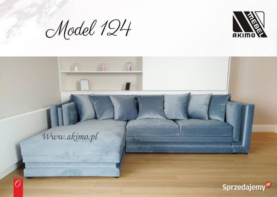 Kanapa velvetowa sofa narożna narożnik glamour na wymiar