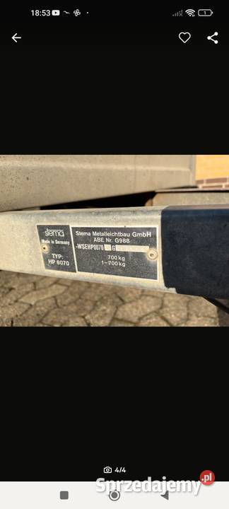 Przyczepka 2x115m burtowe pomorskie Człuchów