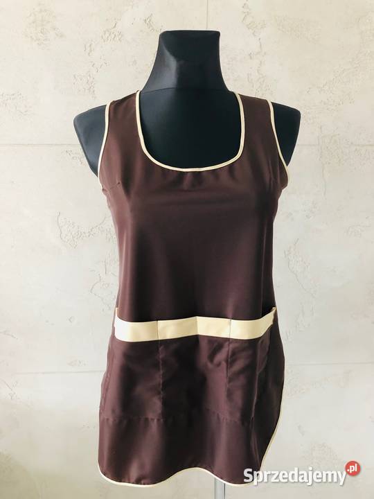 Brązowo kremowy fartuszek kuchenny fartuch 36 S Pozostałe Łódź