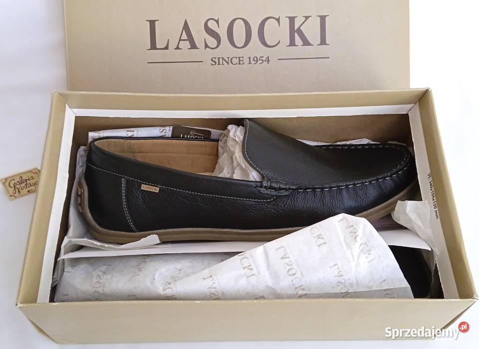 Nowe mokasyny męskie skórzane czarne Lasocki r45 30cm Lublin