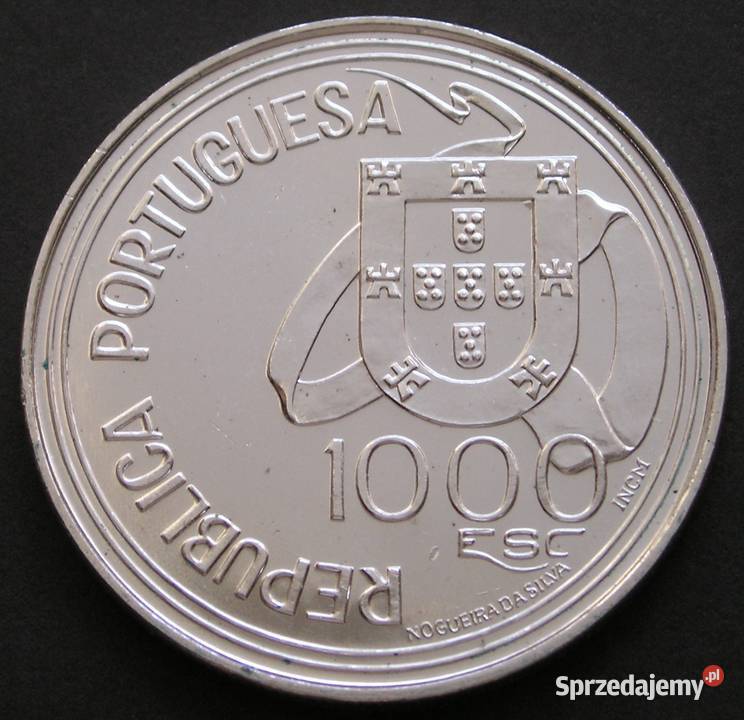 PORTUGALIA 1000 ESCUDOS 1994 SREBRO STAN 12 Łódź
