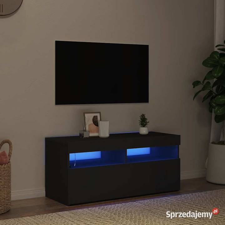 vidaXL Szafka pod TV z oświetleniem LED czarna Warszawa sprzedam