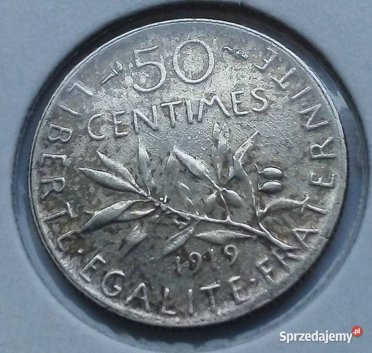 FRANCJA50 CENTIMES1919 r SREBRO Numizmatyka mazowieckie
