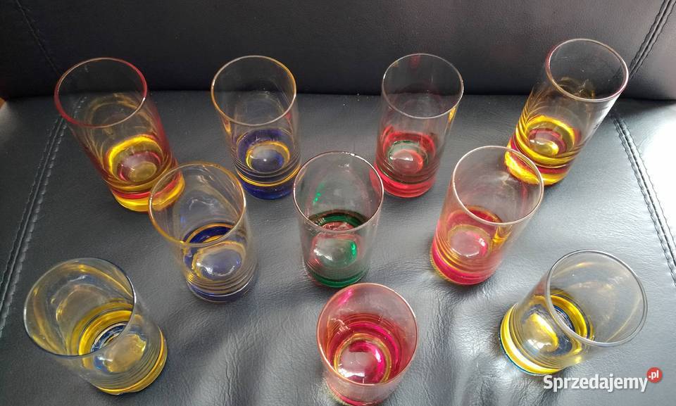 Szklaneczki literatki kolorowe dno kujawsko-pomorskie Nakło nad Notecią