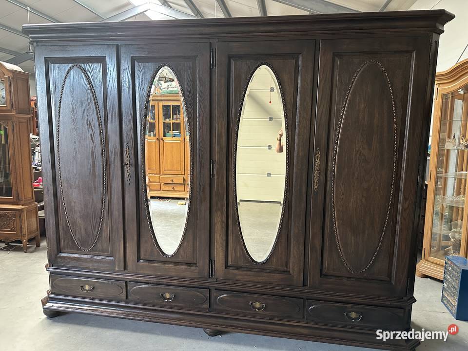 Masywna dębowa sypialnia łóżko 160 szafki komoda