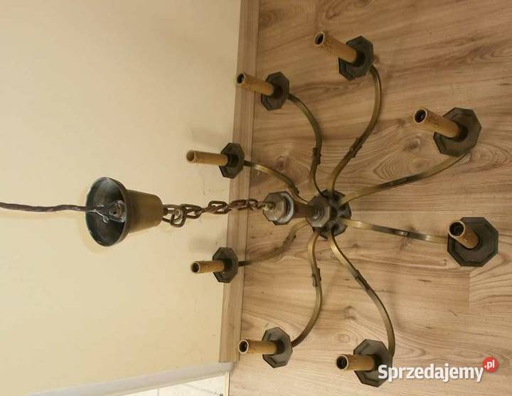 Żyrandol Lampa Mosiężna 8 Ramion Wisząca Stara Kraków
