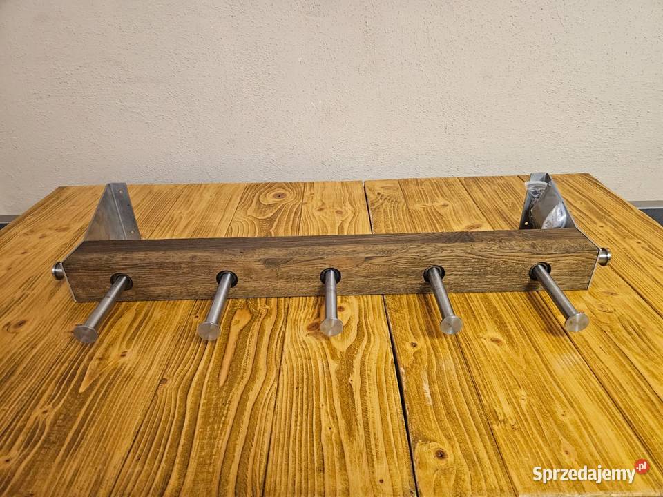 Dębowy wieszak ścienny WYSYWANE HACZYKI tulejki Pszczyna