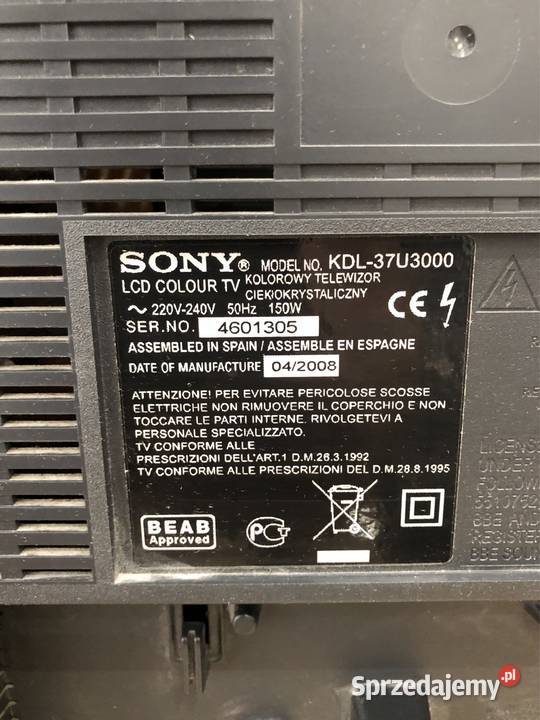 Telewizor Sony KDL37U3000 Chorzów