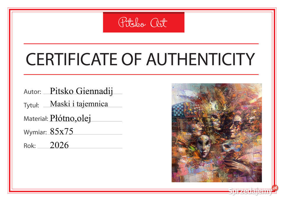 Pitsko Giennadij Maski i tajemnica 85x75 obraz Rumia