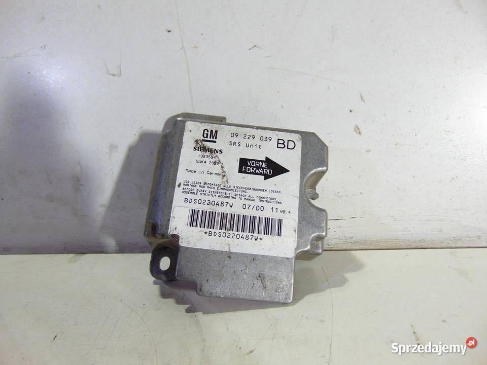 SENSOR AIR BAG AIRBAG VECTRA B 09229039 5WK42922 Motoryzacja