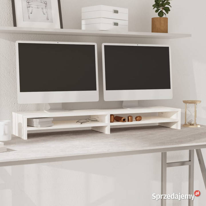 Podstawka na monitor biała 100x24x13 lite drewno