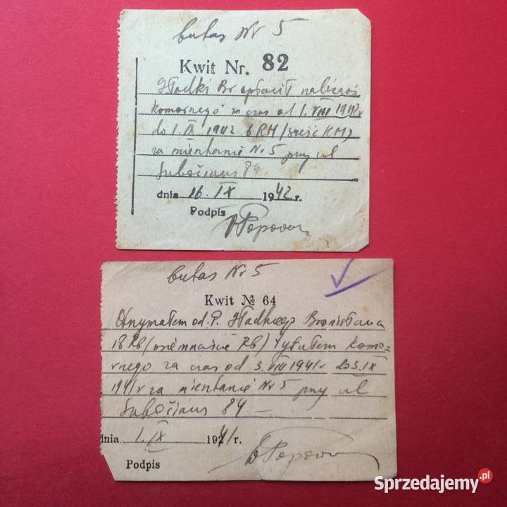 1346 Dwa Kwity Opłaty Komornego Gładki