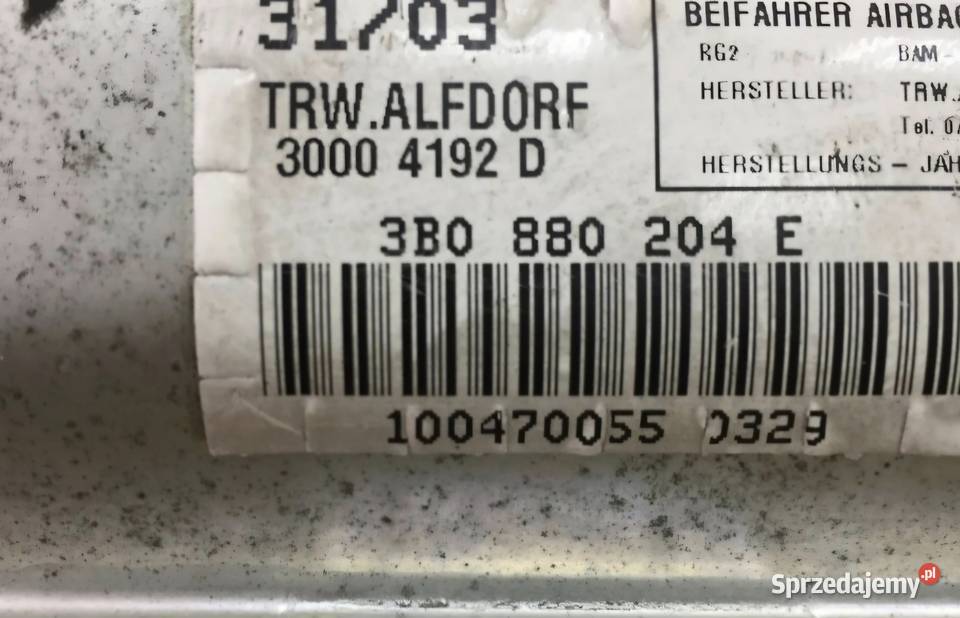 PODUSZKA AIRBAG PASAŻERA VW PASSAT B5 FL Działoszyce