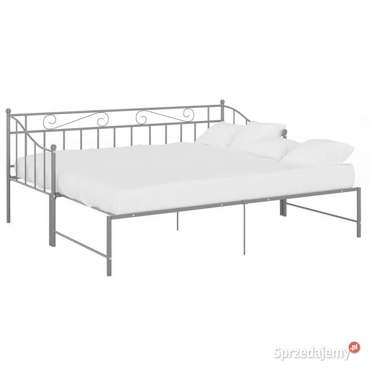 Sofa z wysuwaną ramą łóżka szara metalowa 90x200 Warszawa