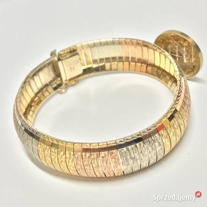 Złota BRANSOLETKA damska 18K trzy KOLORY złota złote mazowieckie Warszawa