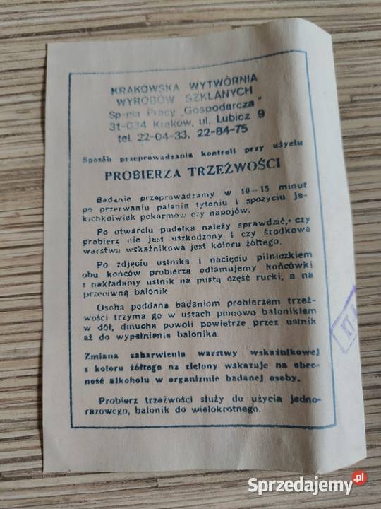 PROBIERZ trzeźwości Pozostałe Malbork