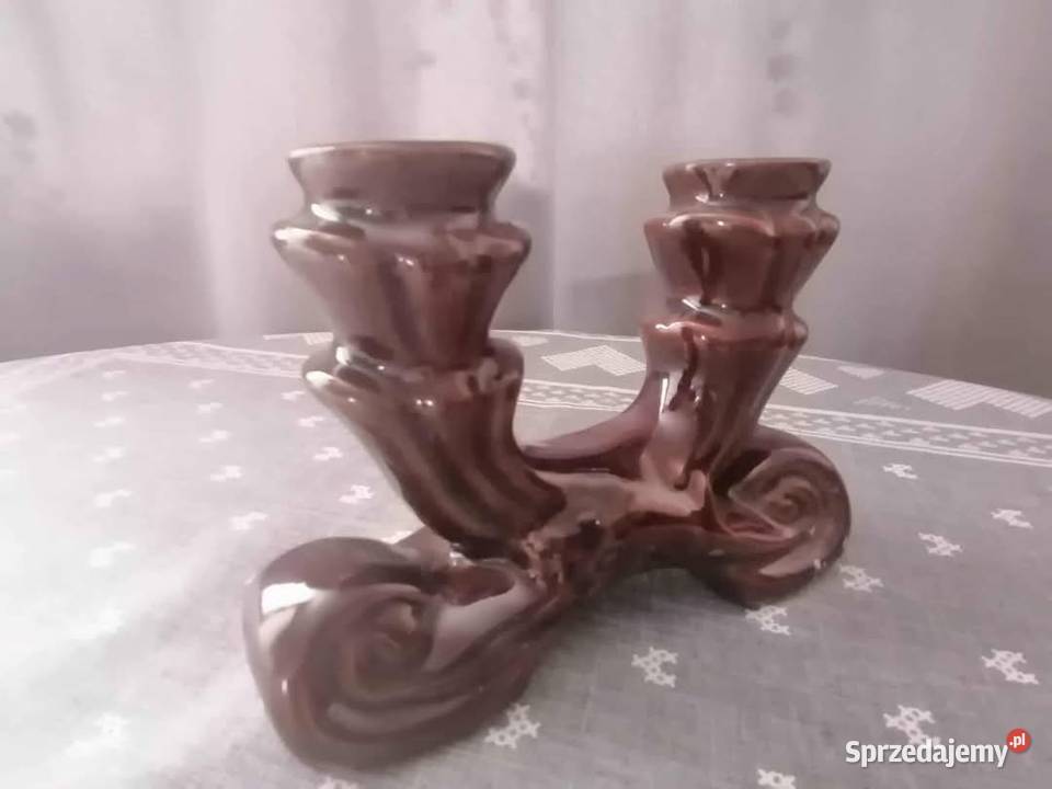 Świecznik dwuramienny PRL Porcelana i szkło Wałbrzych sprzedam