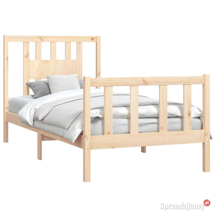 Rama łóżka z wezgłowiem lite drewno sosnowe 95cm