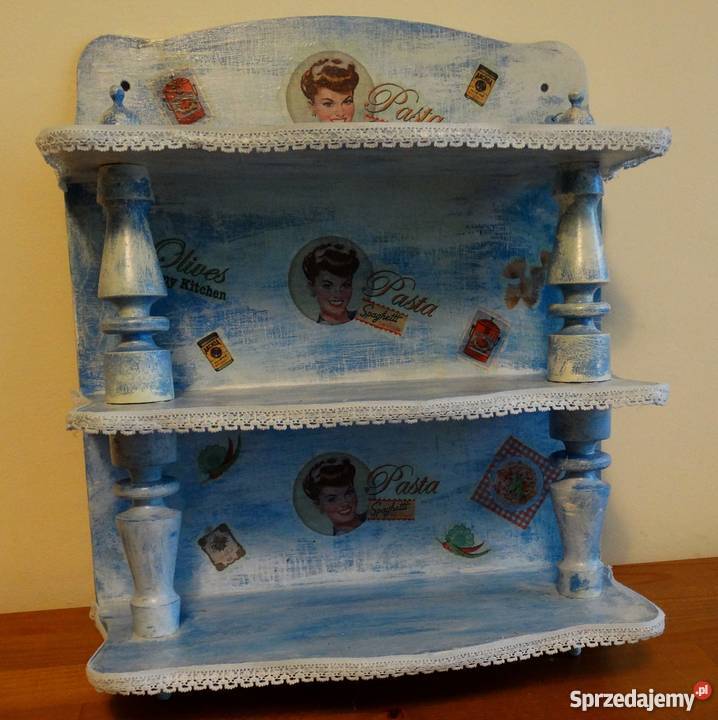 Półka shabby chic wykonana ręcznie metoda Łódź