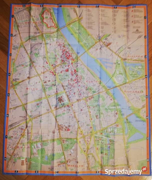 Mapa Warszawa Centrum 1980 r Retro Vintage PRL