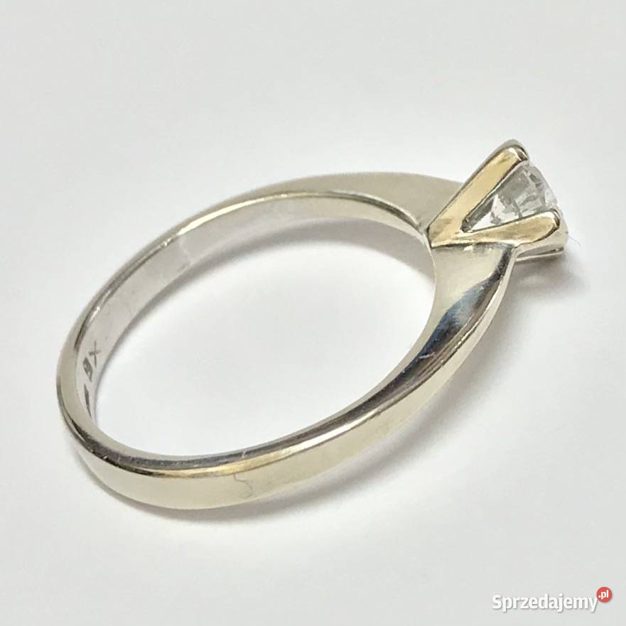 Złoty PIERŚCIONEK 585 14K cudny DIAMENT 033ct r8 Warszawa