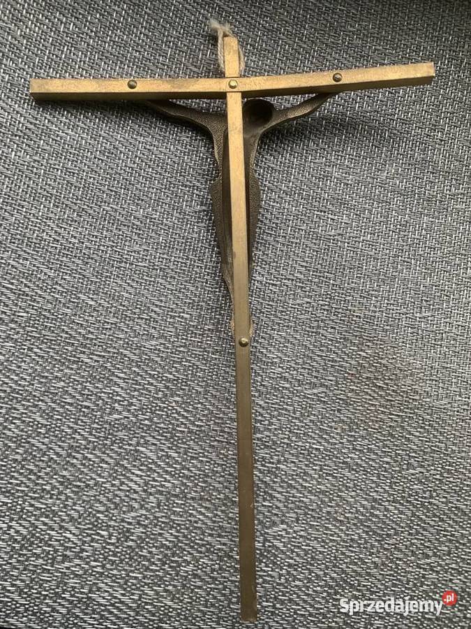 Krzyżyk na ścianę Mosiężny Jezus Antyki Łowicz