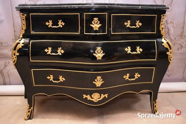 Królewska Czarna Komoda Vintage Szafa Złote Komody małopolskie Kraków