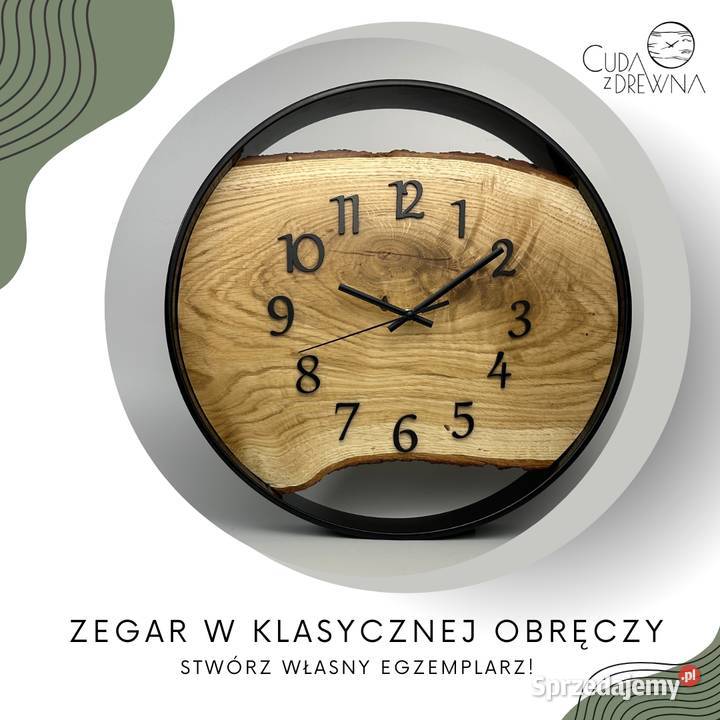 Drewniany zegar ścienny w nowoczesnym stylu CUDA śląskie Katowice