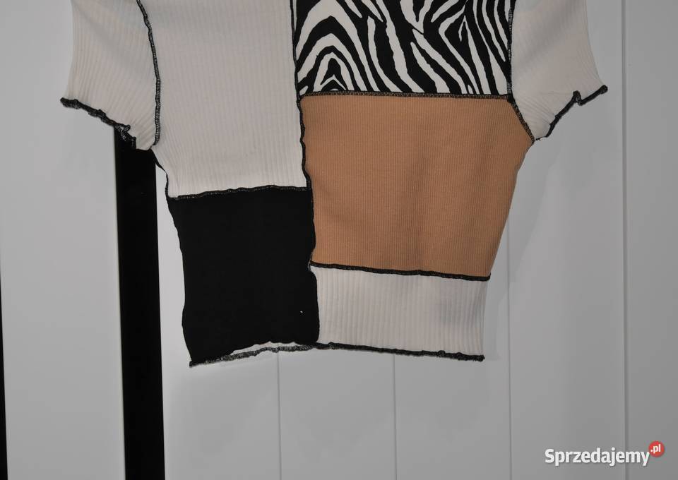 Shein fajna łączona bluzka 34 XS brązowy/beżowy Wrocław