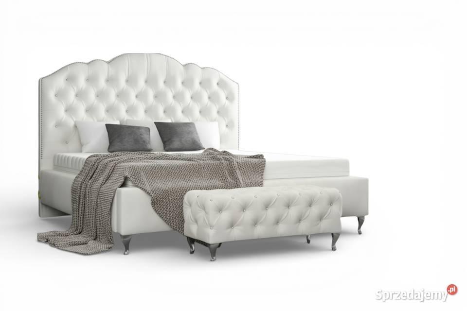 Łóżko Boss 160x200 białe glamour stelaż pojemnik 222cm Kraków