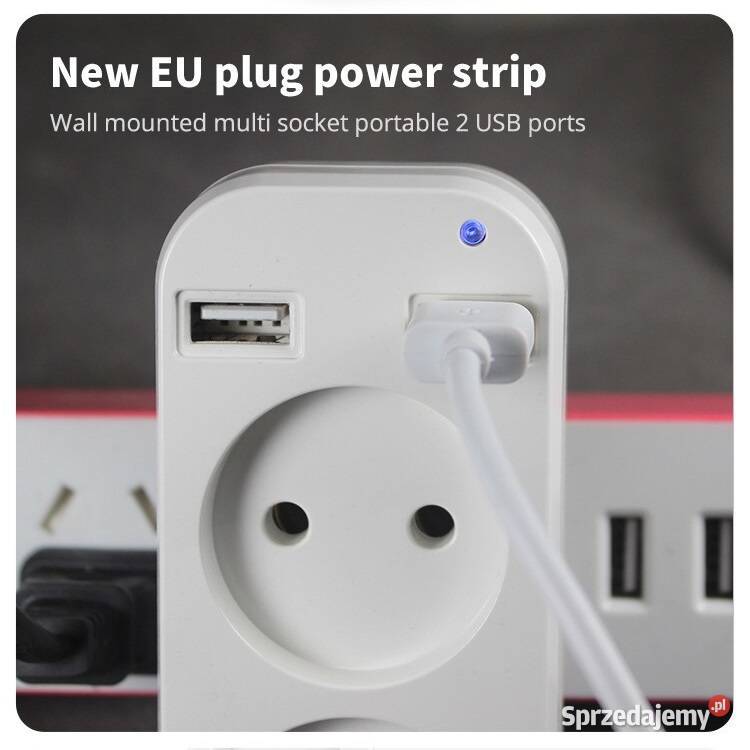 Wtyczka Gniazdo Rozdzielacz 2x 250V 2x USB 21A Sieradz