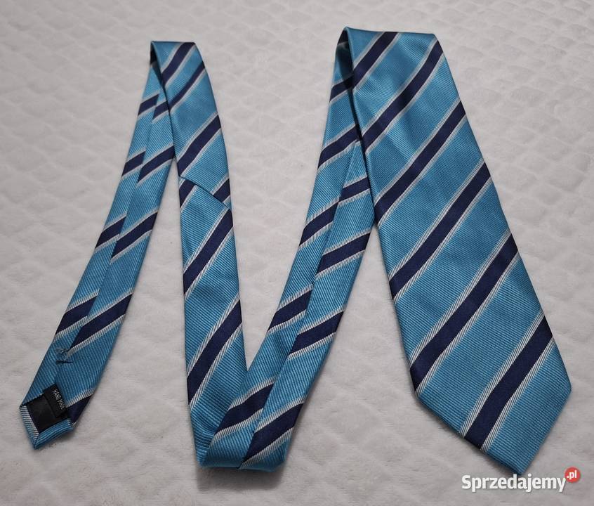 Krawat skośne pasy niebieski granatowy 85 142