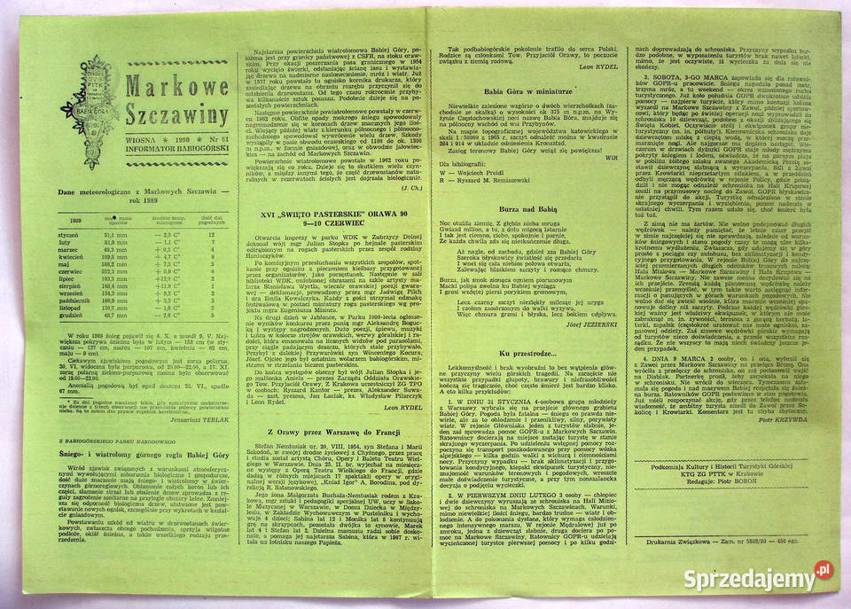 Markowe Szczawiny Informator KTG PTTK Limanowa sprzedam