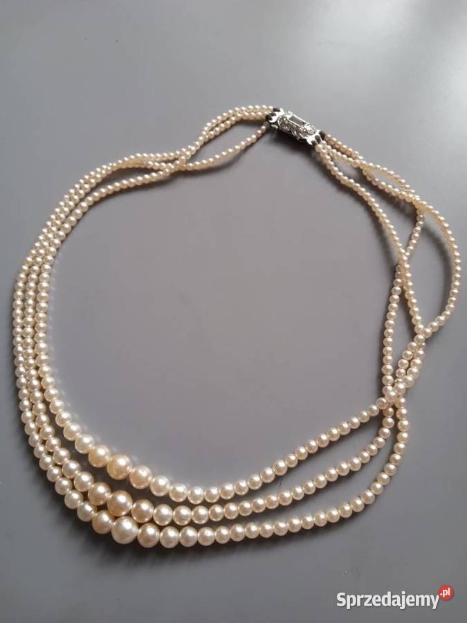 Kolia naszyjnik ze sztucznych pereł vintage PRL Tychy
