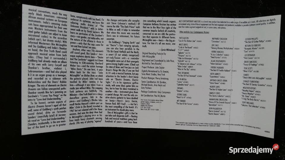 Kaseta magnetofonowa John Mclaughin wyd columbia kaseta Siemiatycze