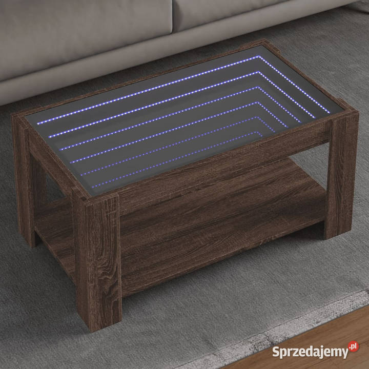 Stolik kawowy z LED brązowy dąb 93x53x45 Warszawa