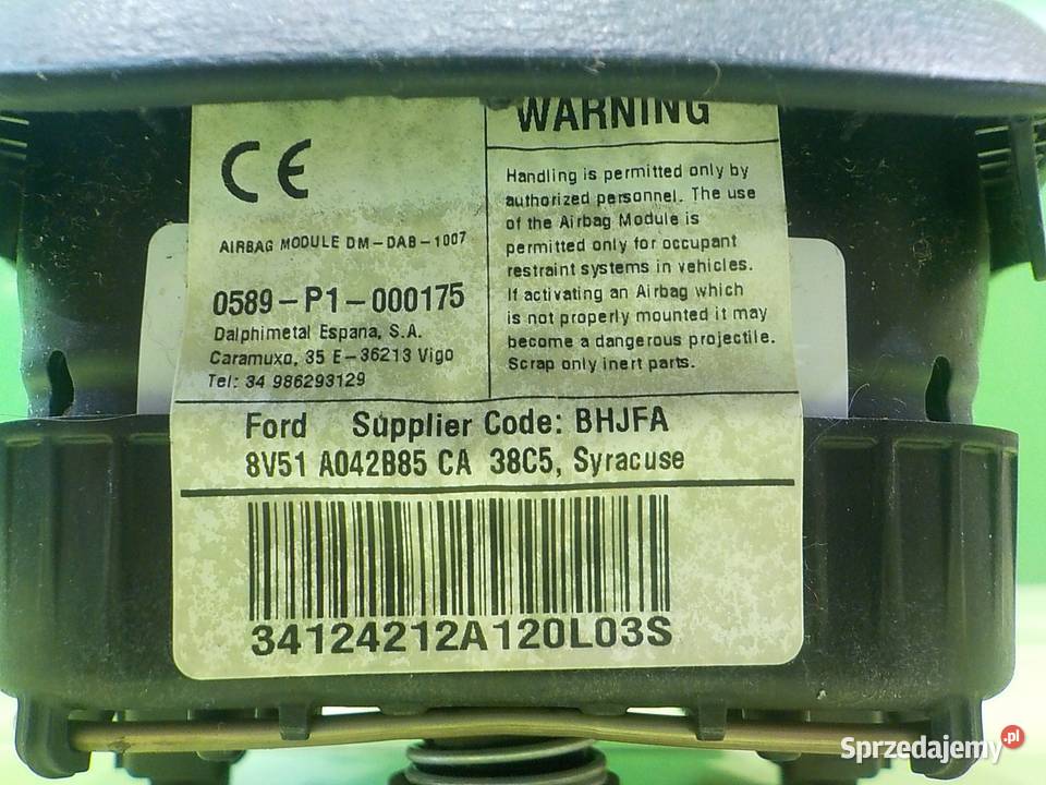 FORD FIESTA MK7 12r HB 5D AIRBAG poduszka Suków