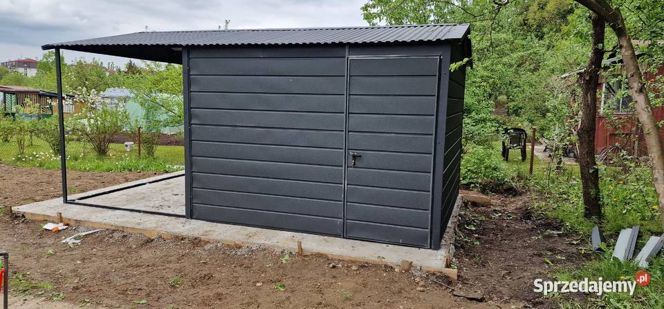 Grafitowy Garaż Blaszany Schowek Ogrodowy Wiata Pozostałe