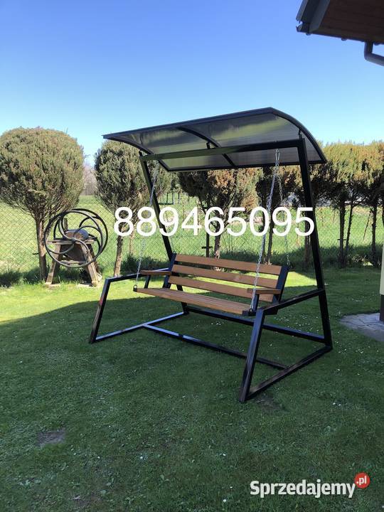 Nowoczesna huśtawka ogrodowa z daszkiem stalowa Mszana Dolna