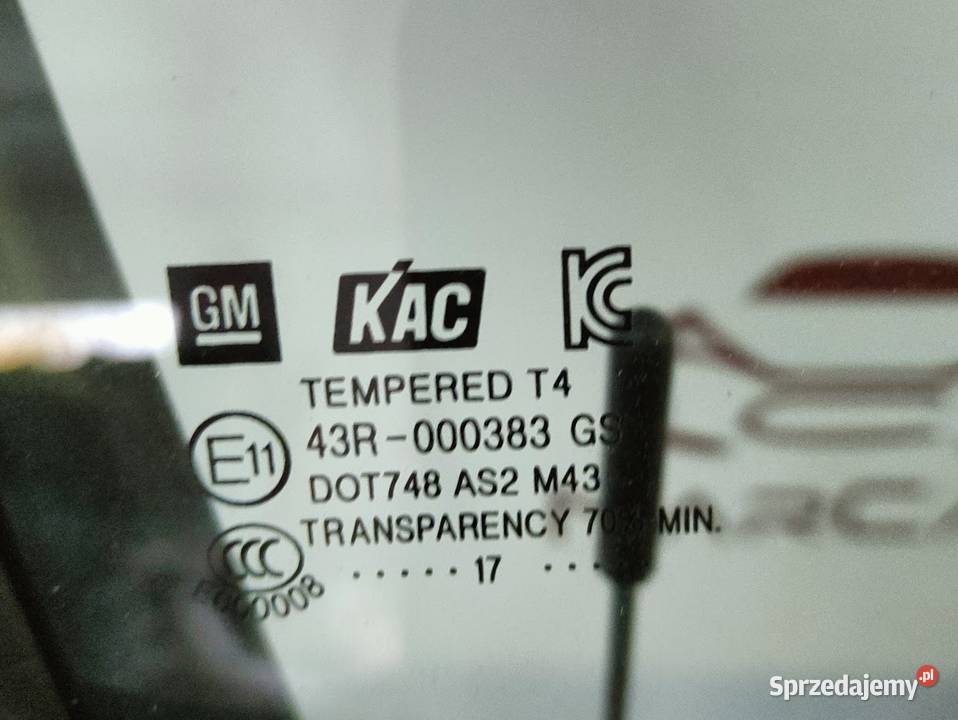 Drzwi Szyba Prawy Przód Opel Mokka X 2017 osobowe Pleszew