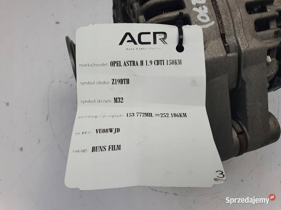 ALTERNATOR Opel Astra H III 19 CDTI bosch Z19DTH osobowe Chełm