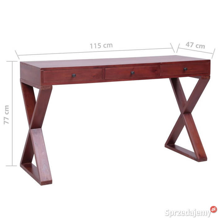 Biurko komputerowe brązowe 115x47x77 lity mahoń