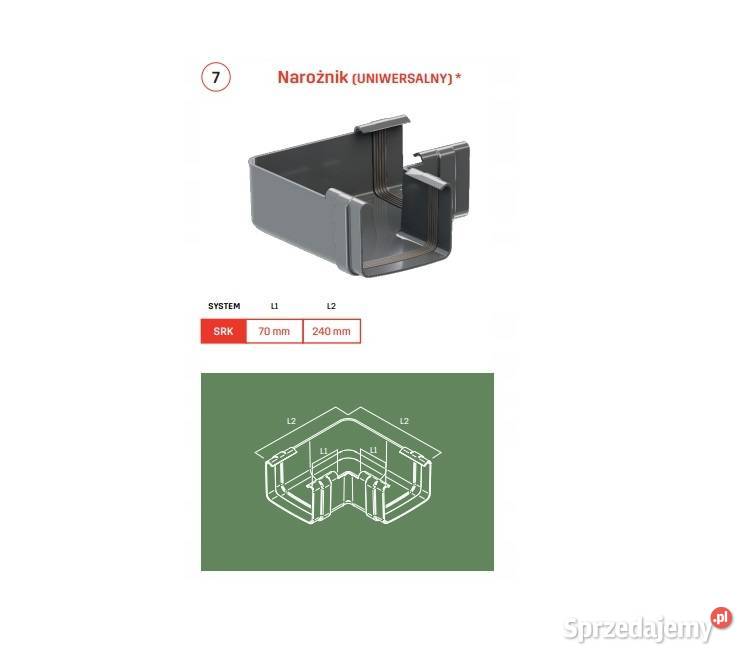 Krop narożnik uniwersalny rynny kwadratowej PVC Hajnówka