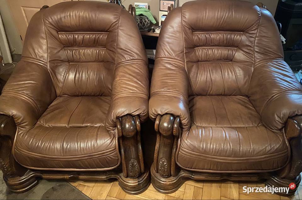 Zestaw Kler drewno dąb skóra Dębowo skórzany