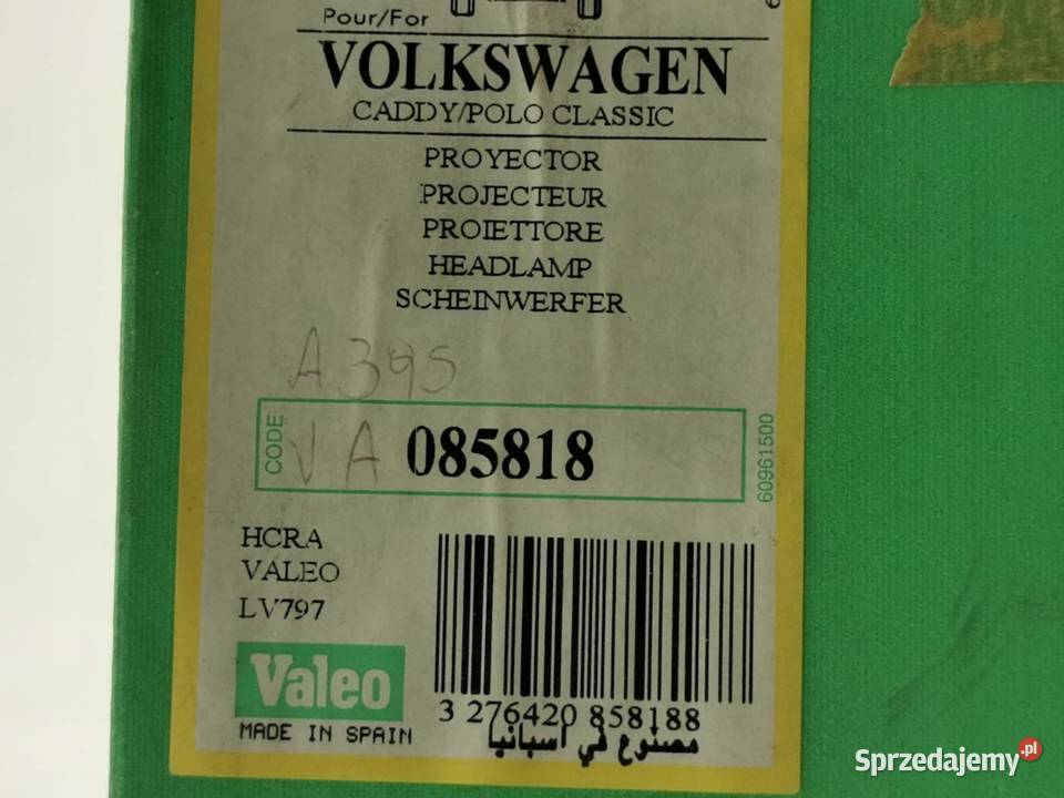LAMPA LEWY PRZÓD VOLKSWAGEN CADDY 19 04 VALEO lubelskie sprzedam