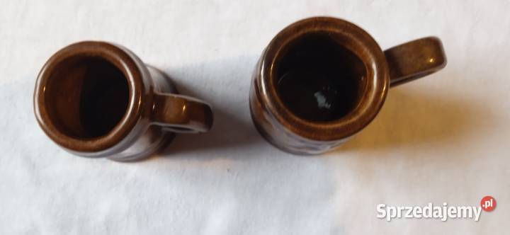 Dwa miniaturowe ceramiczne kufelki ozdobnePRL