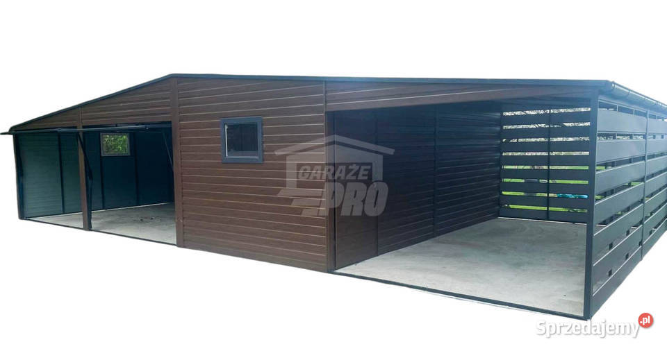 Garaż Blaszany 10x6m wiata 4x6m 2x Brama Uchylna blacha Tczew