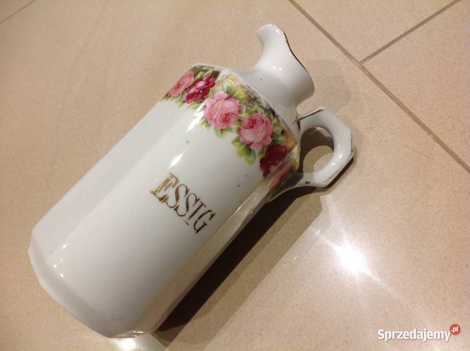 Stara Porcelanowa Karafka na Ocet ESSIG Porcelana i szkło Nowa Sól