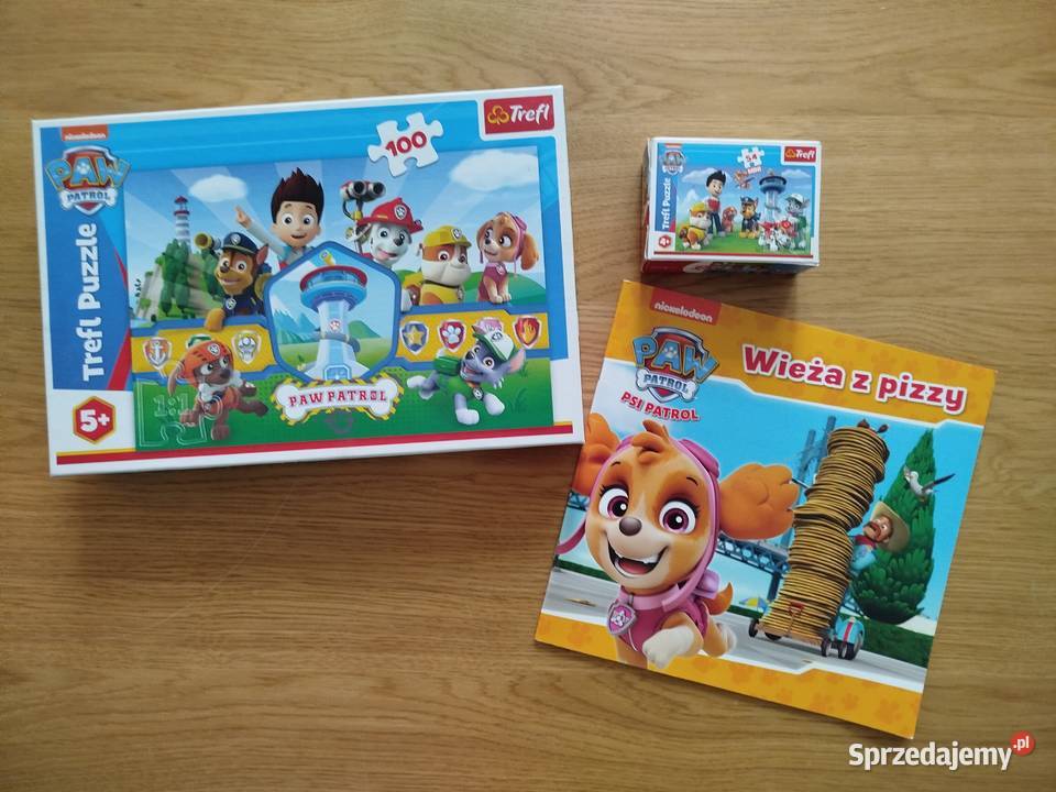 Psi Patrol puzzle 2 pudełka książka STAN Zestaw Oświęcim