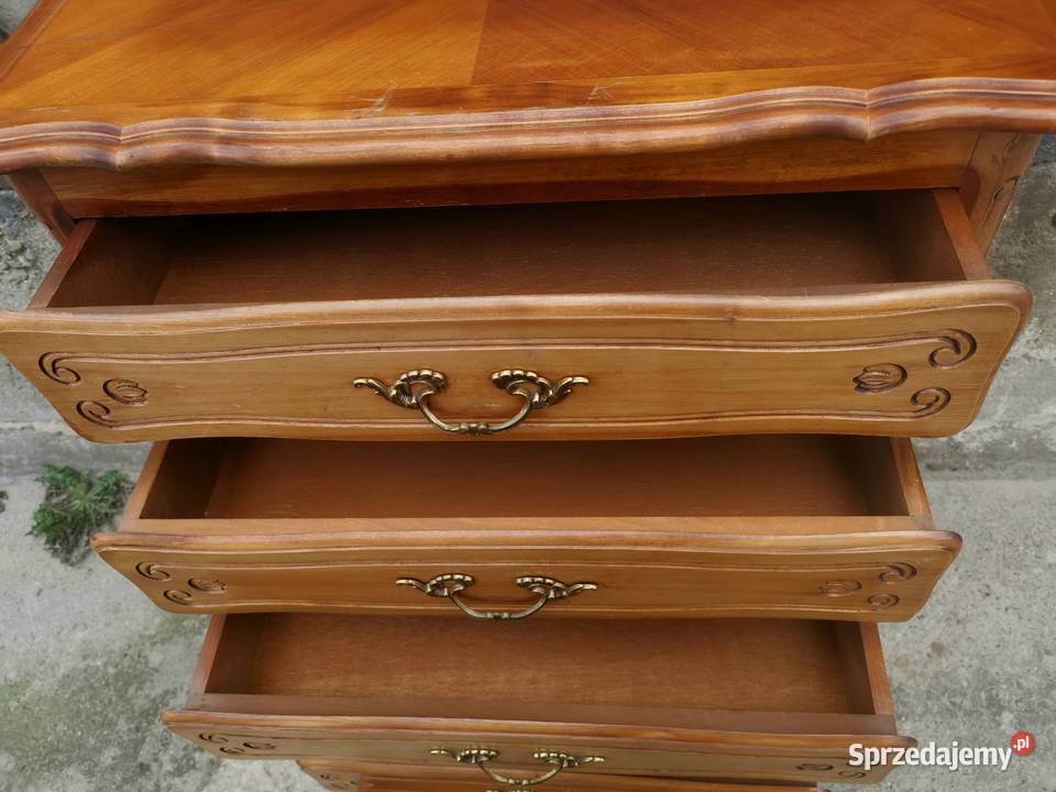 Wysoka dębowa stylizowana komoda szyfoniera Wałbrzych sprzedam
